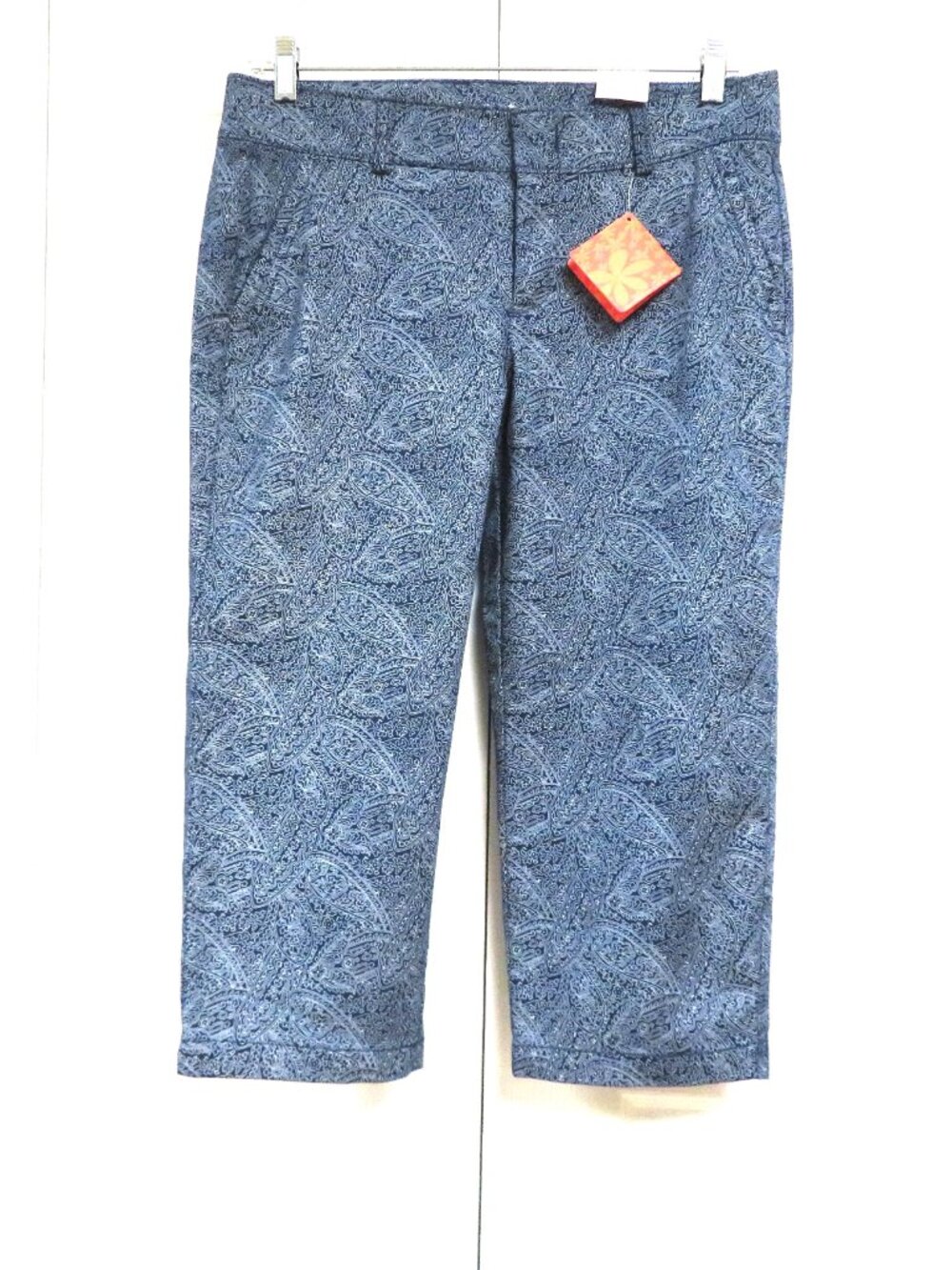 Dockers Blue Paisley Cotton Blend Capri Pants Size 8